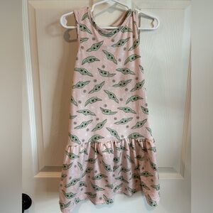 Pink Sleeveless Dress with Green Alien Print